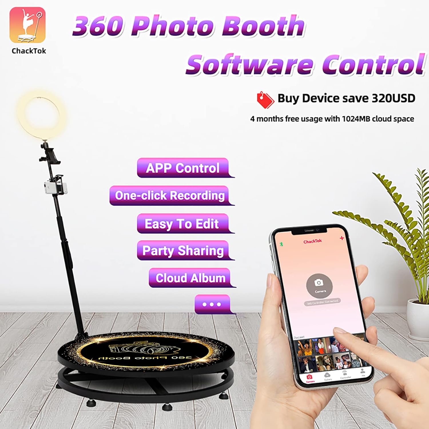 360 Photo Booth Machine with Software Upgrades - Stand-on Ring Light, 360 Degree photo image 1 360 Photo Booth Machine with Software Upgrades - Stand-on Ring Light, 360 Degree photo image 1